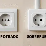 Enchufe empotrado vs enchufe sobrepuesto en pared, comparación real