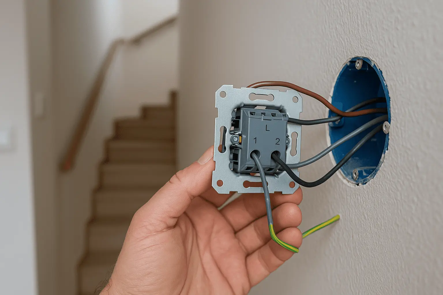 Interruptor conmutado (escalera) usos típicos y esquema claro