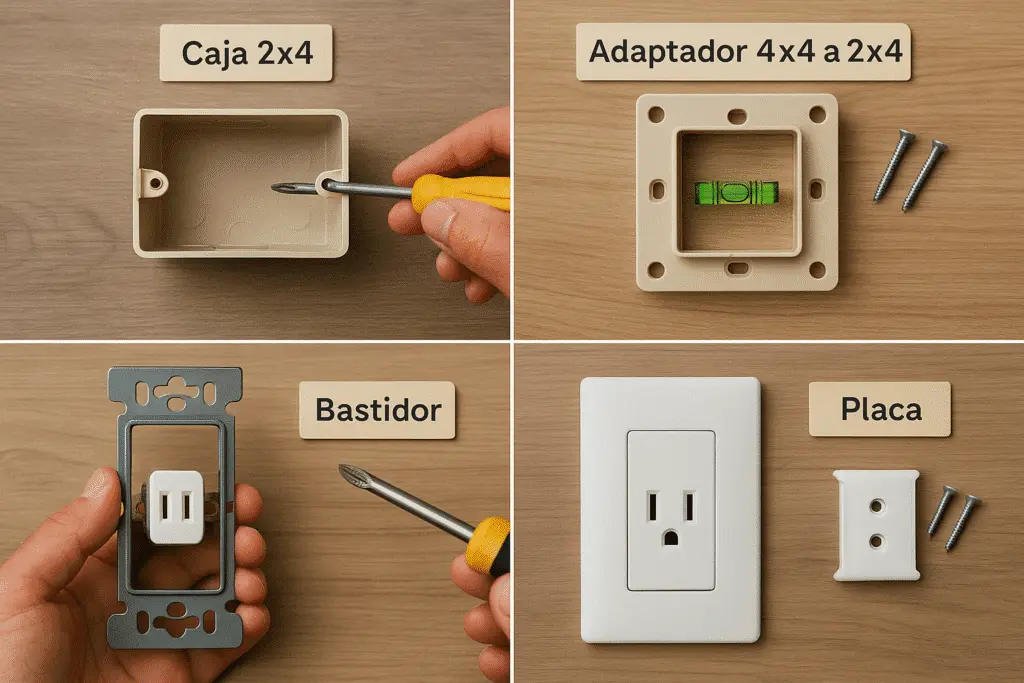 Piezas que debes tener: caja, bastidor y placa